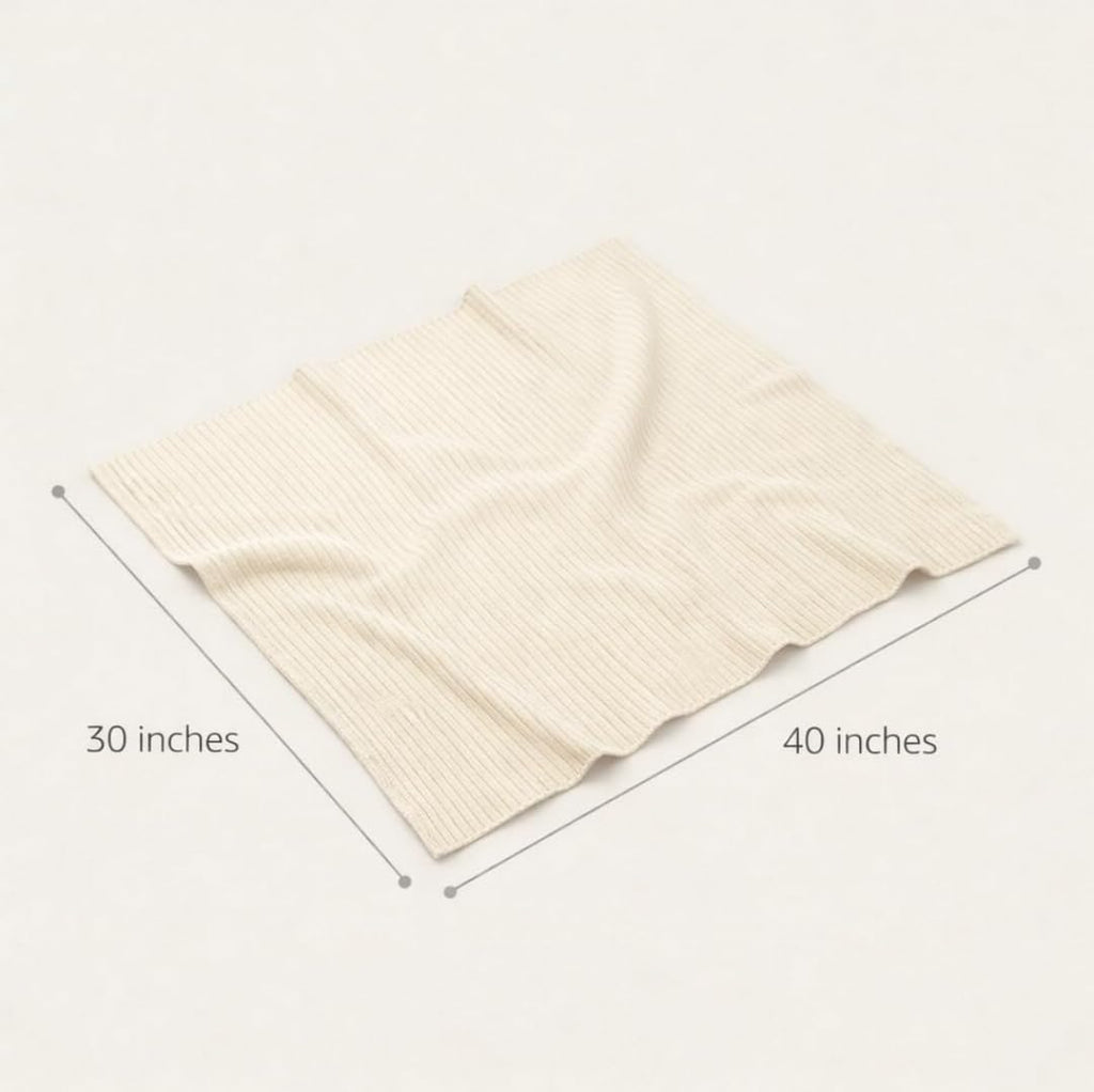 100% Fine Merino Wool Baby Blanket, Very Soft, Recieving Blanket, Merino Wool Swaddle, 100cmx60cm, Lightweight and Warm, Wool Baby Blanket, Cream. (Cream)