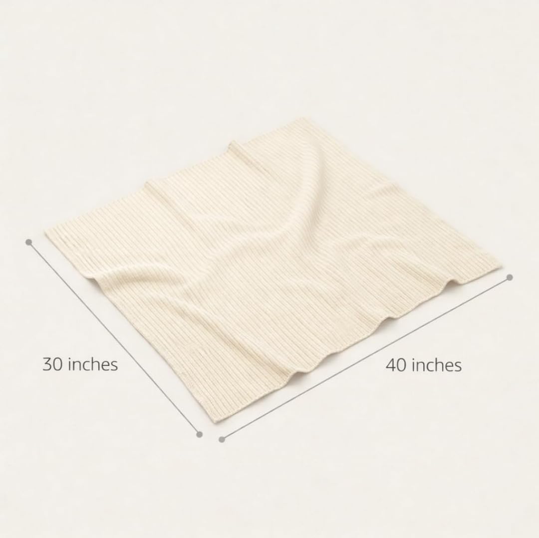 100% Fine Merino Wool Baby Blanket, Very Soft, Recieving Blanket, Merino Wool Swaddle, 100cmx60cm, Lightweight and Warm, Wool Baby Blanket, Cream. (Cream)