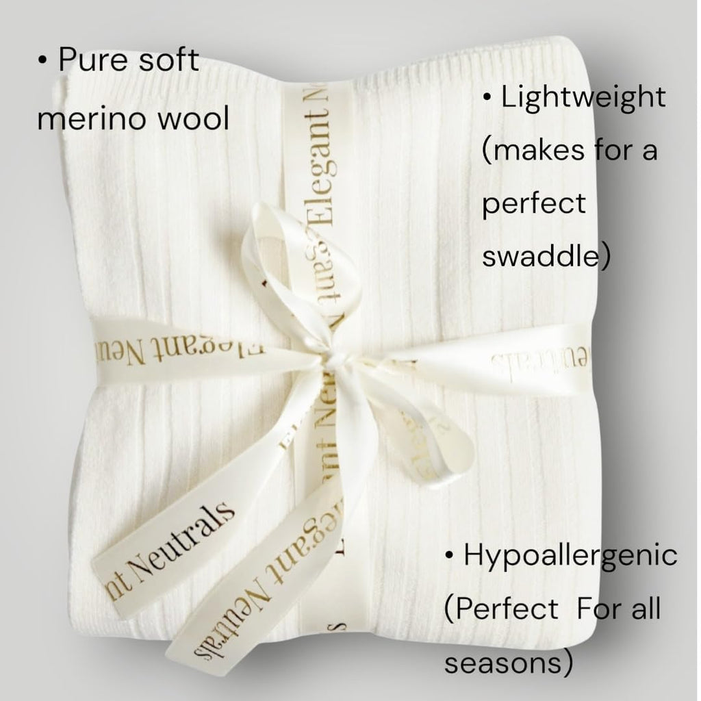 100% Fine Merino Wool Baby Blanket, Very Soft, Recieving Blanket, Merino Wool Swaddle, 100cmx60cm, Lightweight and Warm, Wool Baby Blanket, Cream. (Cream)