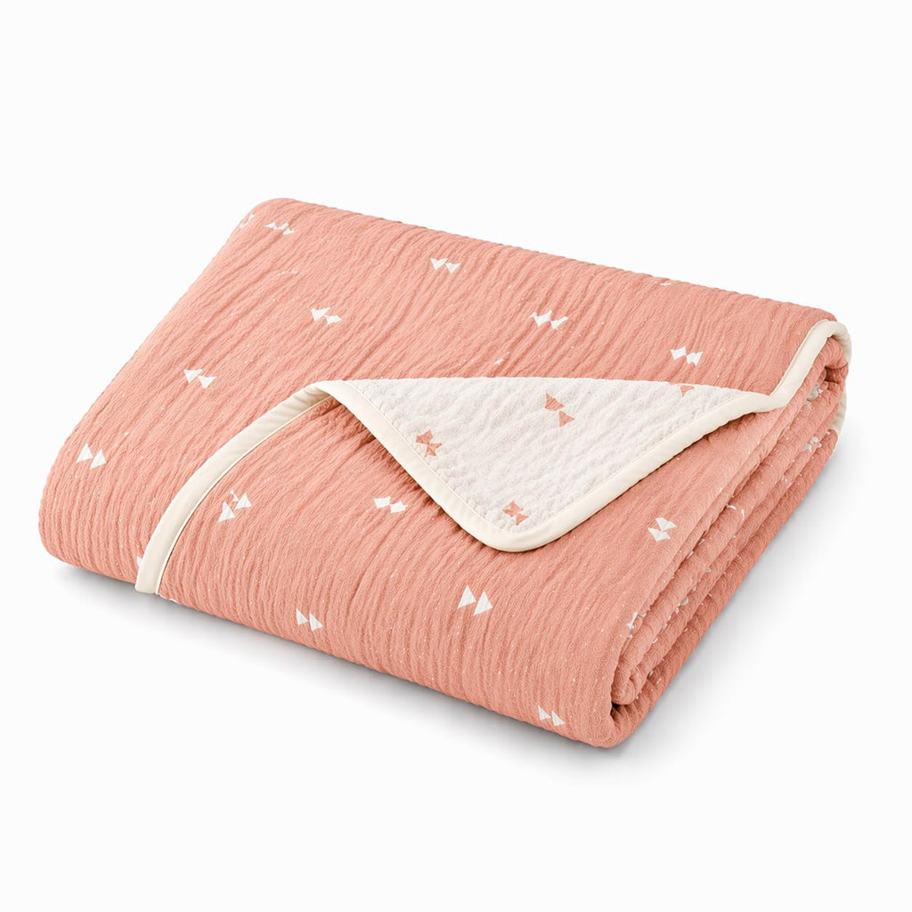 100% Organic Turkish Cotton Baby Blanket – Double Layer Muslin Swaddle & Receiving Blanket – Breathable 42"x34" for Newborn, Infant & Toddler – Machine Washable – Blue