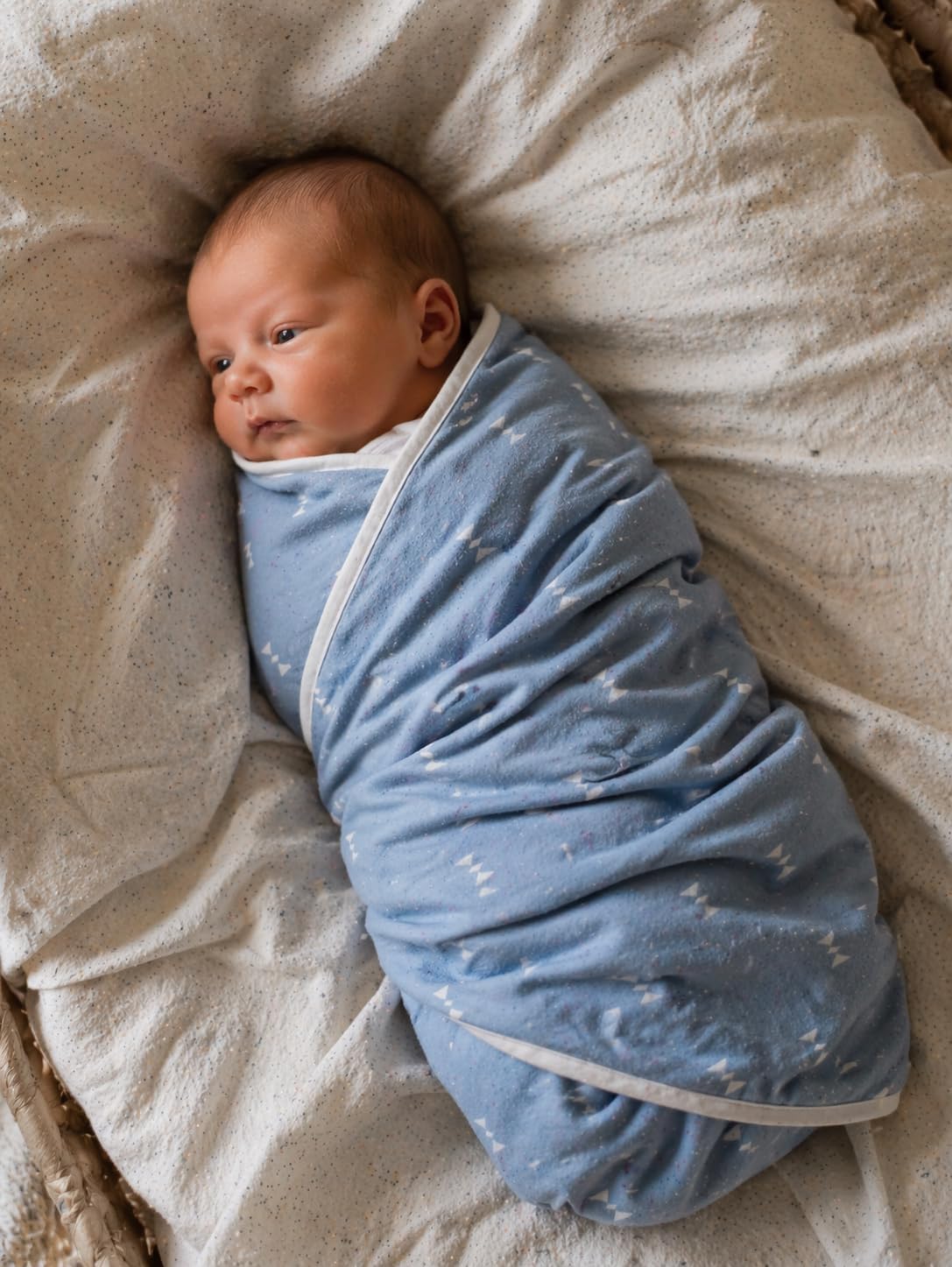 100% Organic Turkish Cotton Baby Blanket – Double Layer Muslin Swaddle & Receiving Blanket – Breathable 42"x34" for Newborn, Infant & Toddler – Machine Washable – Blue