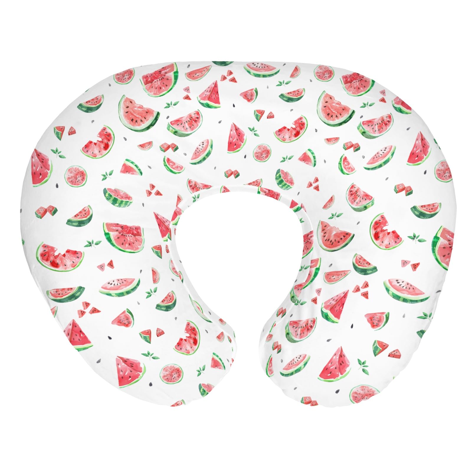 Boho Strawberry Flowers Baby Nursing Pillow Covers for Girl Strawberries Pink Bows Checkerboard Nursing Slipcovers for Breastfeeding Pillows Summer Fruit Soft Stretchy Cover for Newborn Infant