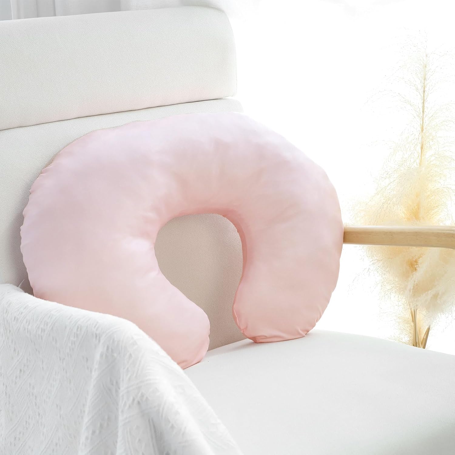 2 Pack Nursing Pillow Covers, Stretchy Removable Breastfeeding Pillow Covers for Baby Girl Newborn, Super Soft Fabric, Only Covers (Pink & Floral)