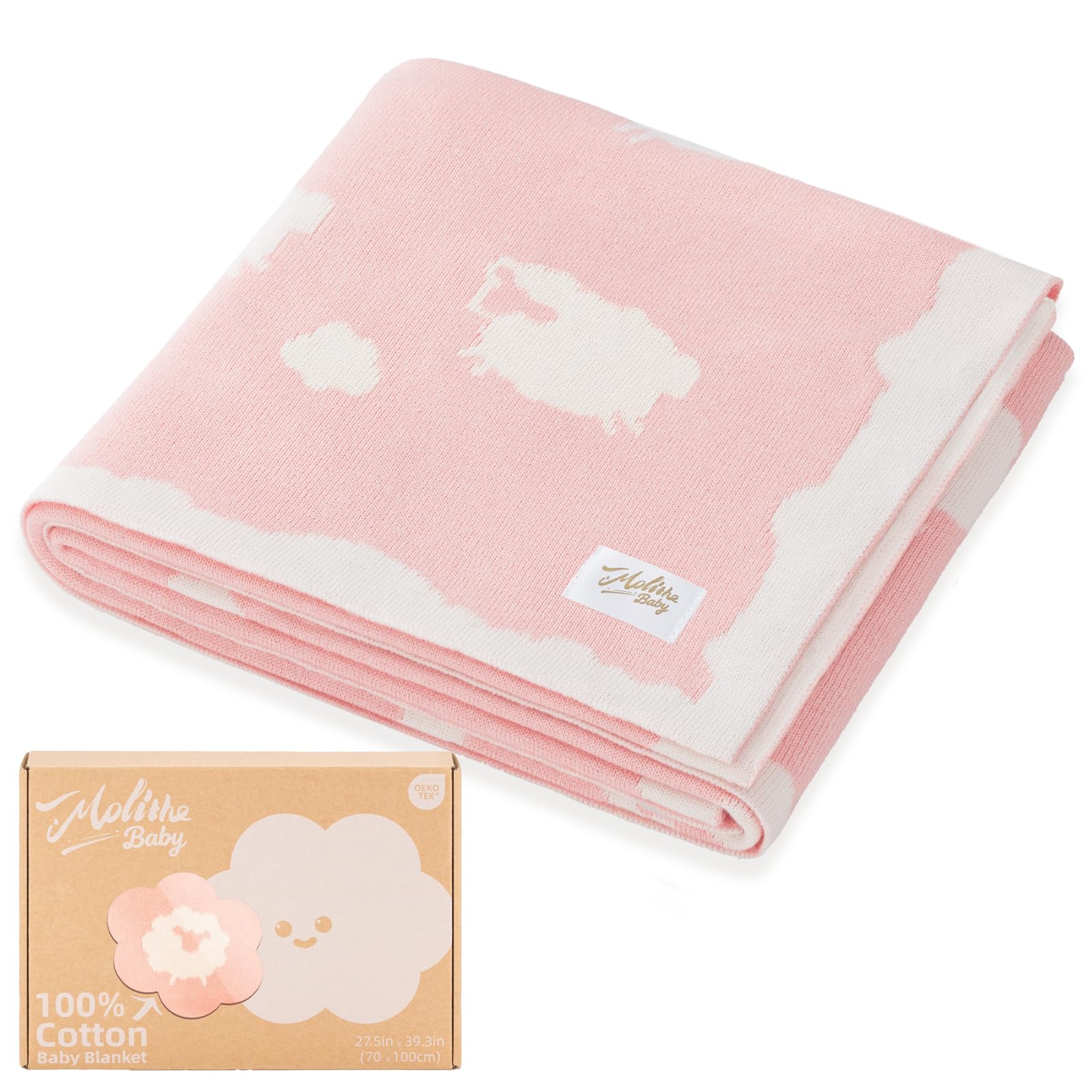 100% Cotton Baby Blanket Ultra Cozy Soft Newborn Swaddle for Boys and Girls, Gentle on Skin, Machine Washable Perfect Registry Essential Caramel Bread