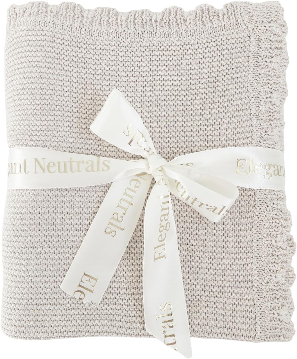 100% Cotton Knit Baby Blanket, Baby Knits, 100cm×60cm, Elegant and Nuetral Very Soft Cotton Blanket, 0-12 Months Baby, Oat.