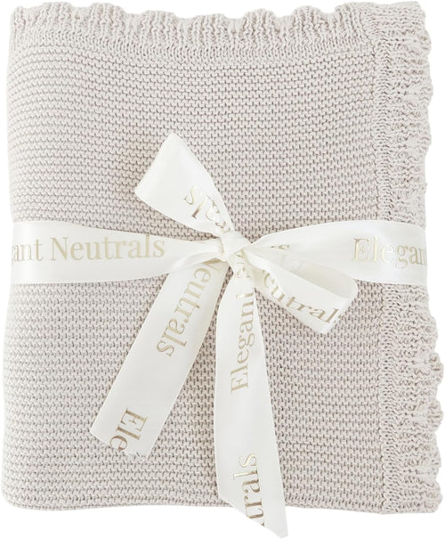 100% Cotton Knit Baby Blanket, Baby Knits, 100cm×60cm, Elegant and Nuetral Very Soft Cotton Blanket, 0-12 Months Baby, Oat.