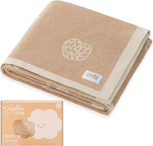 100% Cotton Baby Blanket Ultra Cozy Soft Newborn Swaddle for Boys and Girls, Gentle on Skin, Machine Washable Perfect Registry Essential Caramel Bread
