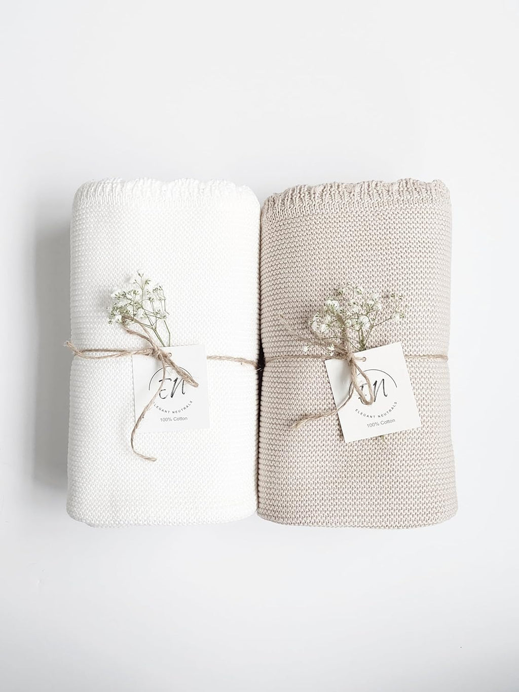 100% Cotton Knit Baby Blanket, Baby Knits, 100cm×60cm, Elegant and Nuetral Very Soft Cotton Blanket, 0-12 Months Baby, Oat.