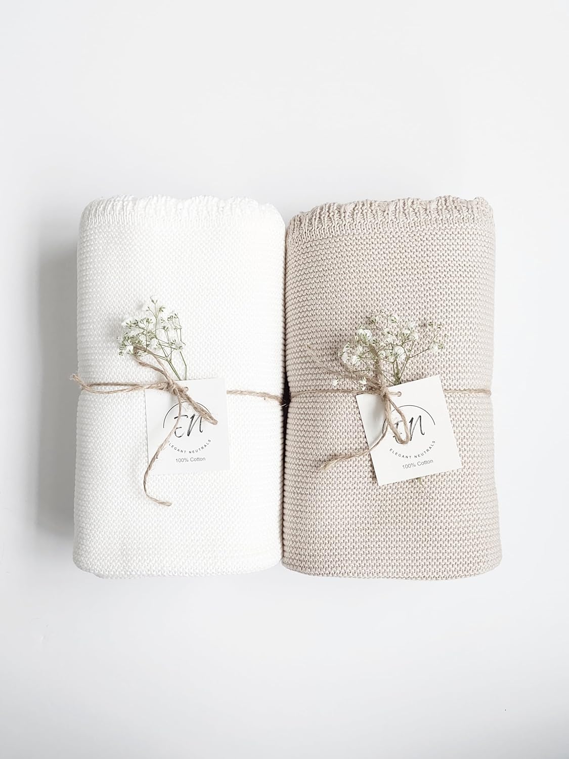100% Cotton Knit Baby Blanket, Baby Knits, 100cm×60cm, Elegant and Nuetral Very Soft Cotton Blanket, 0-12 Months Baby, Oat.