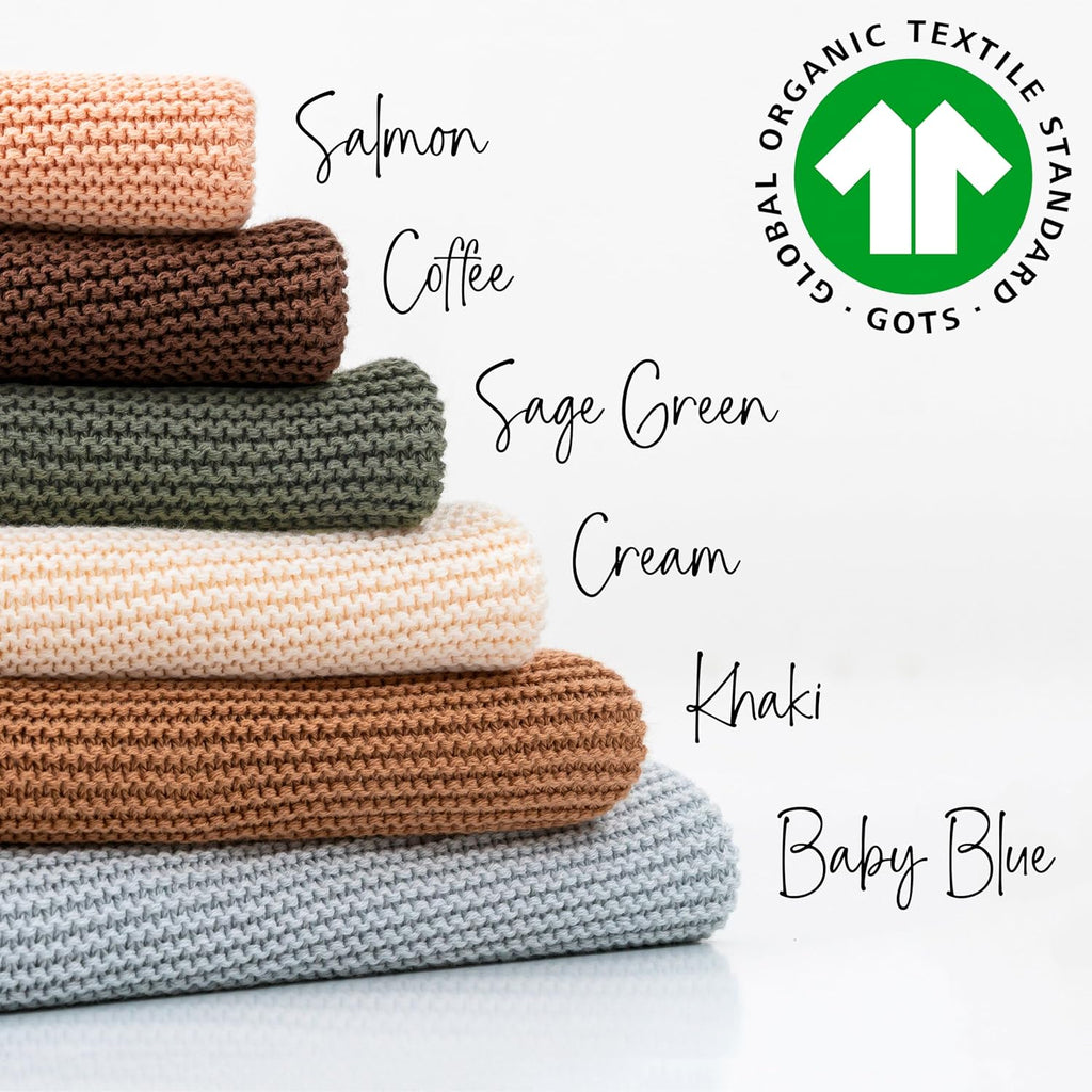 100% Organic Baby Gift Set | Embroidered 100% Cotton Custom Baby Blanket, Rompers and Beanie Set | Personalized Name Baby Shower Gifts