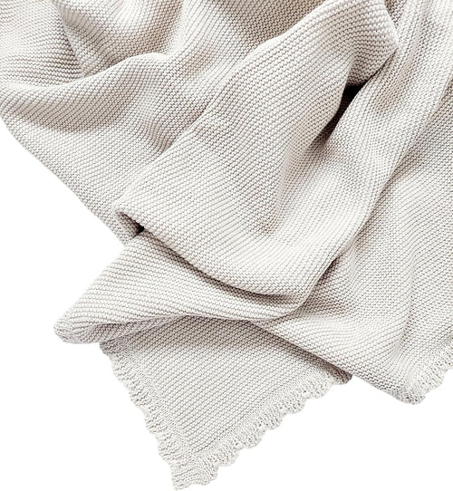 100% Cotton Knit Baby Blanket, Baby Knits, 100cm×60cm, Elegant and Nuetral Very Soft Cotton Blanket, 0-12 Months Baby, Oat.